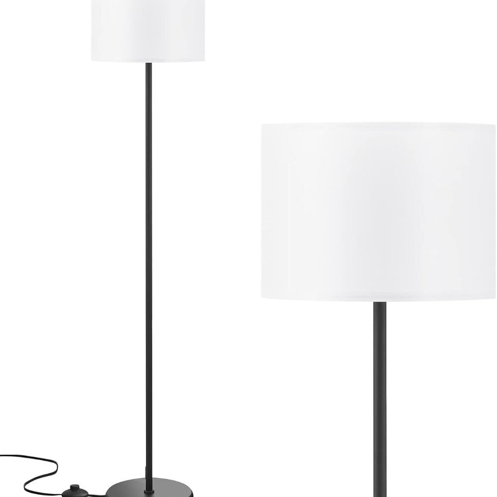 Modern Floor Lamp Simple Design with White Shade, Foot Pedal Switch, 60" Small T